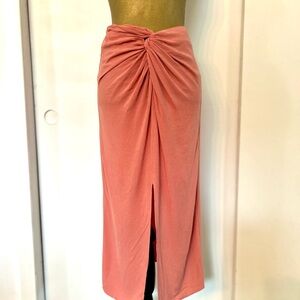 Elegant Coral Midi Skirt